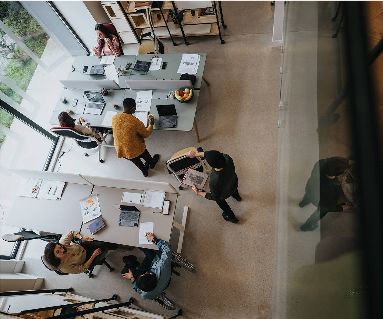 Top-down view of office space