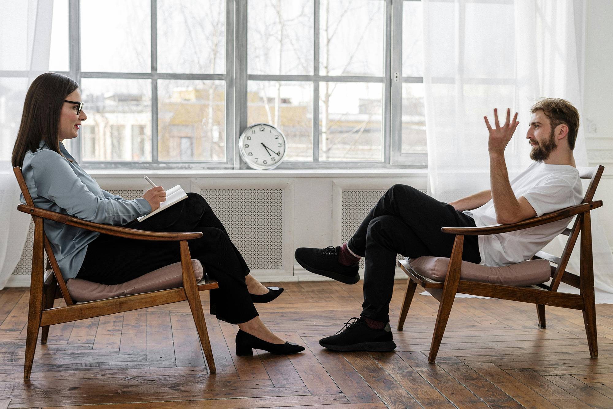 Man and woman having a discussion